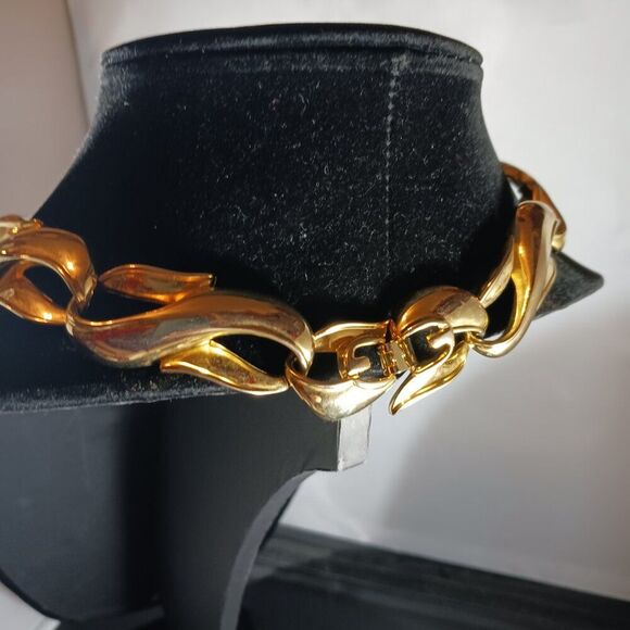 Vintage Chunky Gold Tone Y2K Large Chain Choker Statement Necklace - Picture 4 of 7